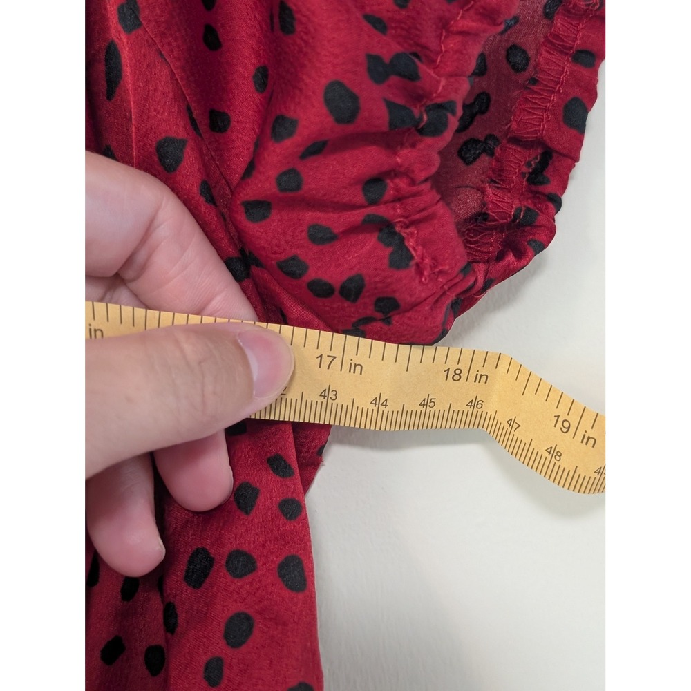 Nasty Gal Red Polka Dot Crop Top Puff Sleeve Blouse Size 8 Grunge Festival - Picture 4 of 6